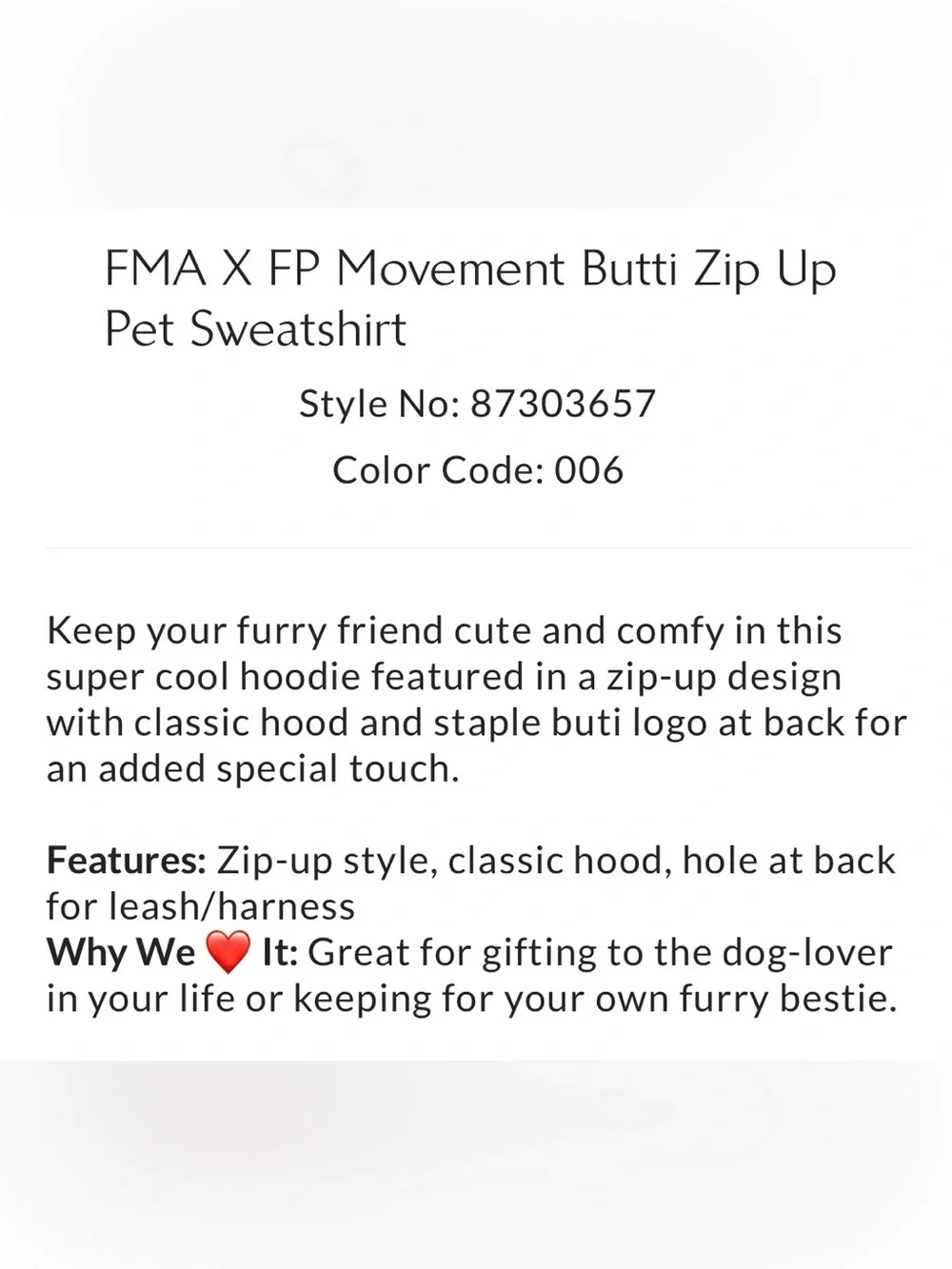 Free People Grey Pet Hoodie with Black Graphic Detail